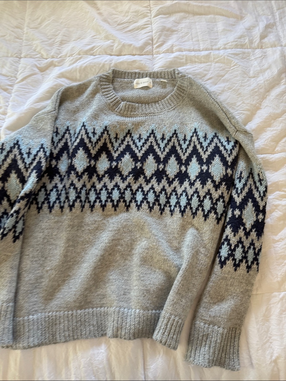 Women’s Gray Patterned Crewneck Sweater